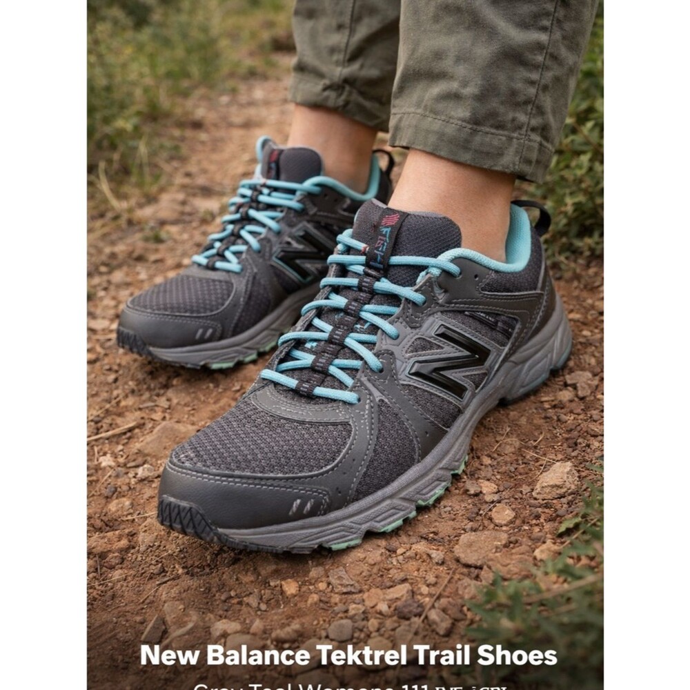 New Balance Tektrel Trail Shoes Gray Teal Womens 11 Hiking WE431GB1